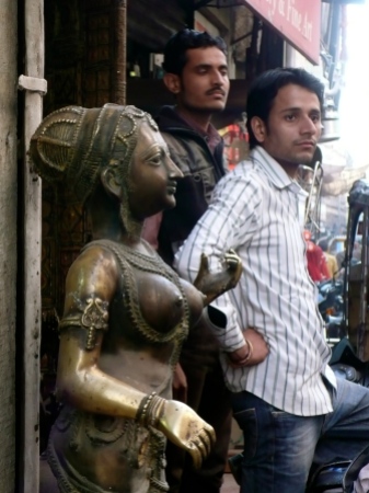 Statue just outside of the textile shop in the bazaar